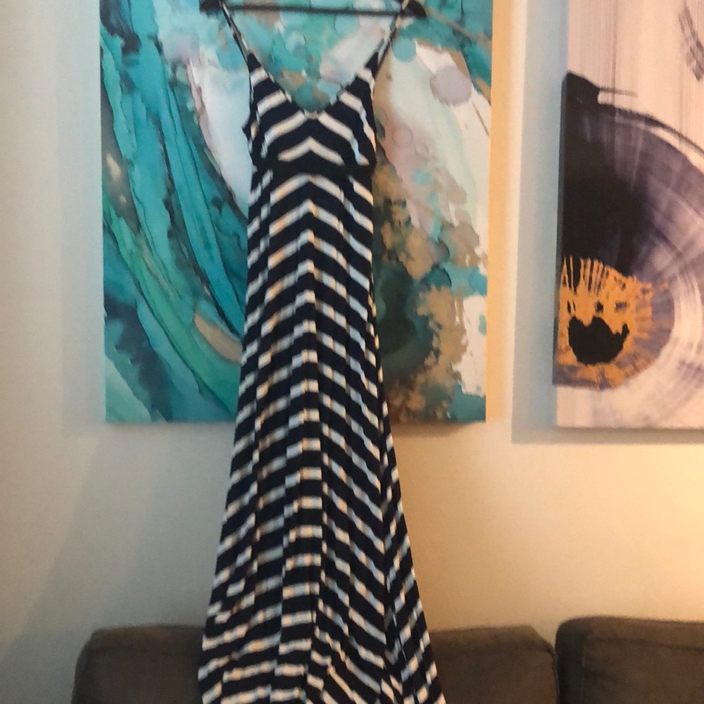 🛥✈️Navy blue/White striped Maxi dress